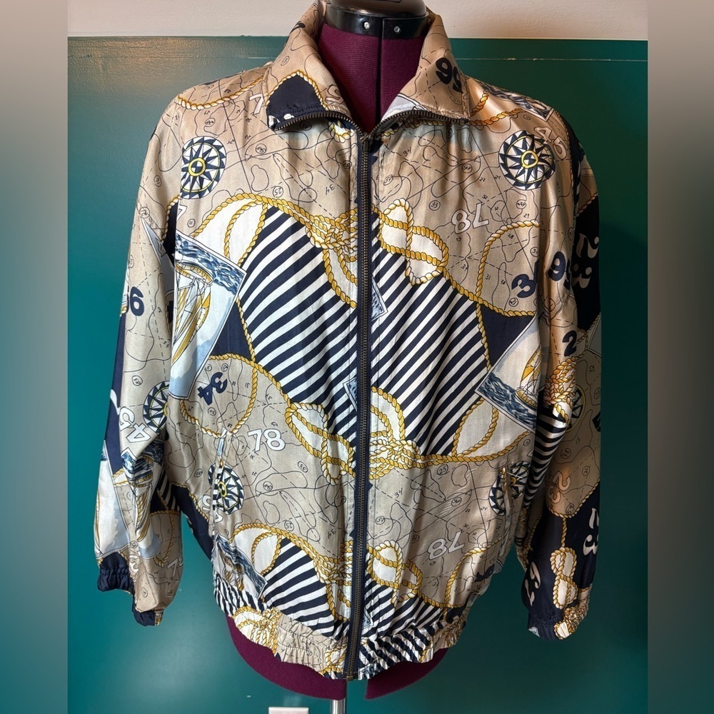 Out Brook Multicolor Nautical Themed Patterned Jacket Vintage